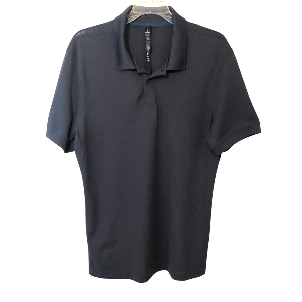 NWOT Lululemon Golf Shirt Mens Med Dark Grey and Teal Trim